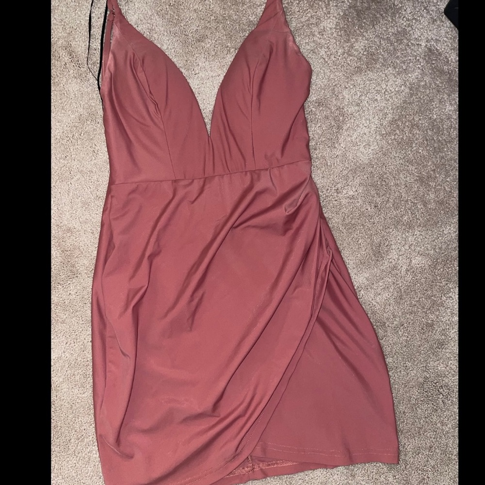 Hello molly beige/pink asymmetrical bodycon dress